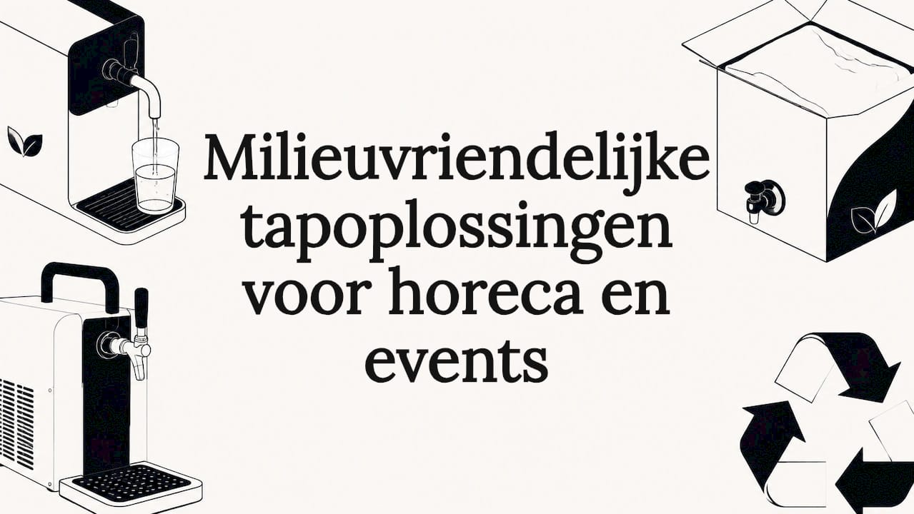 Sfeervolle illustratie met duurzame tapelementen die het titelgebied omlijsten