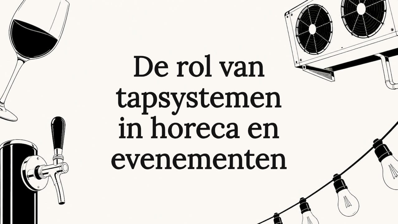 Stijlvolle titelkaart met illustraties van een tapsysteem